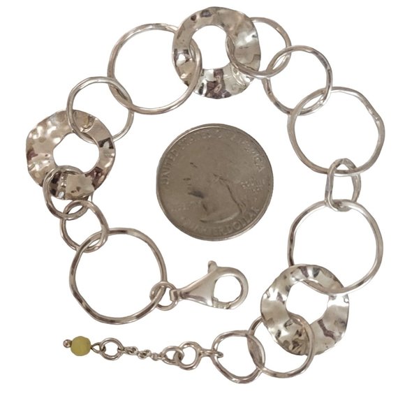 Silpada Sterling Silver Hammered Round Disc Paper Chain Bracelet 8” Long E102 - Picture 5 of 6